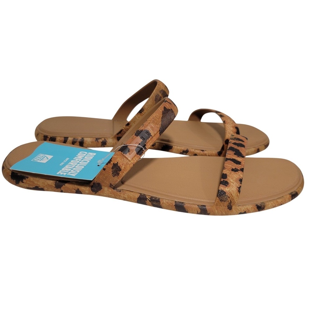 Reef Water Willow Marina Sandal Women 10 Leopard Two Strap Slide Cushion Comfort